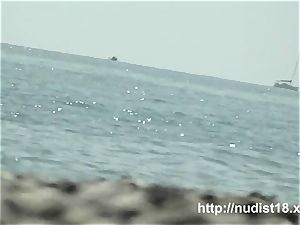super hot nude gal spied beach hidden cam
