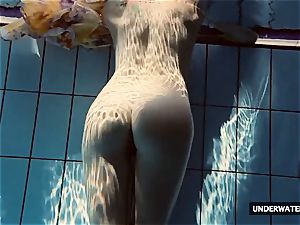 scorching large titted nubile Lera swimming in the pool